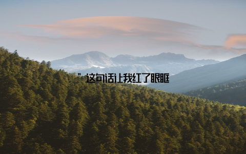 ”这句话让我红了眼眶