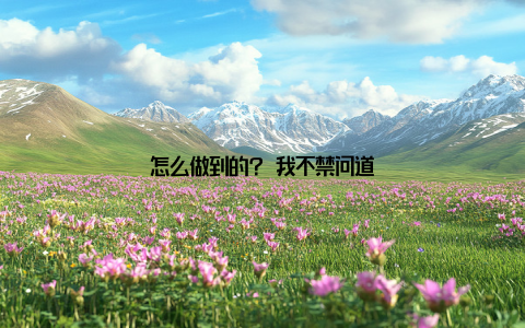 怎么做到的? 我不禁问道